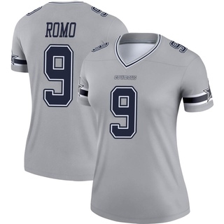 Legend Tony Romo Women's Dallas Cowboys Inverted Jersey - Gray