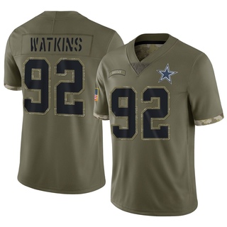 Limited Carlos Watkins Men's Dallas Cowboys 2022 Salute To Service Jersey - Olive