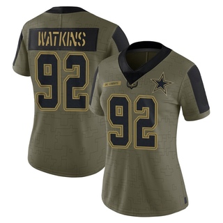 Limited Carlos Watkins Women's Dallas Cowboys 2021 Salute To Service Jersey - Olive