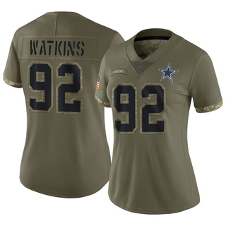 Limited Carlos Watkins Women's Dallas Cowboys 2022 Salute To Service Jersey - Olive