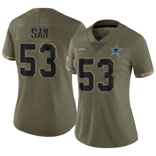 Limited Christian Sam Women's Dallas Cowboys 2022 Salute To Service Jersey - Olive