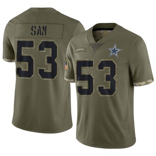 Limited Christian Sam Youth Dallas Cowboys 2022 Salute To Service Jersey - Olive