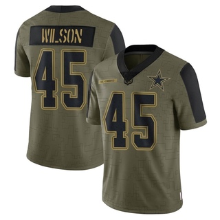 Limited Damien Wilson Youth Dallas Cowboys 2021 Salute To Service Jersey - Olive