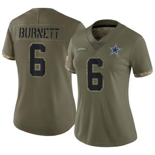 Limited Deontay Burnett Women's Dallas Cowboys 2022 Salute To Service Jersey - Olive