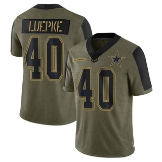 Limited Hunter Luepke Men's Dallas Cowboys 2021 Salute To Service Jersey - Olive