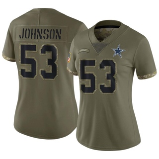 Limited Jason Johnson Women's Dallas Cowboys 2022 Salute To Service Jersey - Olive