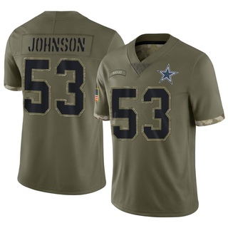 Limited Jason Johnson Youth Dallas Cowboys 2022 Salute To Service Jersey - Olive