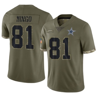 Limited Jonathan Mingo Youth Dallas Cowboys 2022 Salute To Service Jersey - Olive