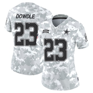 Limited Rico Dowdle Women's Dallas Cowboys 2024 Salute to Service Jersey - Arctic Camo