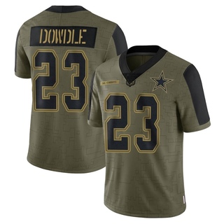 Limited Rico Dowdle Youth Dallas Cowboys 2021 Salute To Service Jersey - Olive