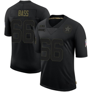 Limited T.J. Bass Youth Dallas Cowboys 2020 Salute To Service Jersey - Black