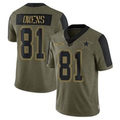 Limited Terrell Owens Men's Dallas Cowboys 2021 Salute To Service Jersey - Olive