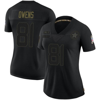 Limited Terrell Owens Women's Dallas Cowboys 2020 Salute To Service Jersey - Black