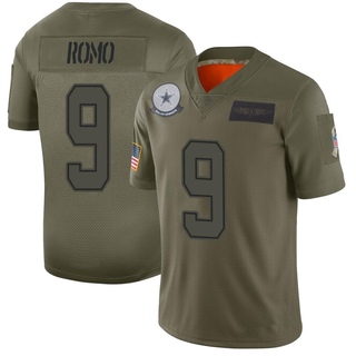 Limited Tony Romo Men's Dallas Cowboys 2019 Salute to Service Jersey - Camo