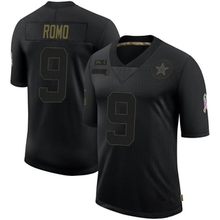 Limited Tony Romo Men's Dallas Cowboys 2020 Salute To Service Jersey - Black