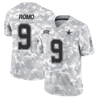 Limited Tony Romo Men's Dallas Cowboys 2024 Salute to Service Jersey - Arctic Camo