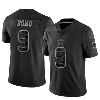 Limited Tony Romo Men's Dallas Cowboys Reflective Jersey - Black