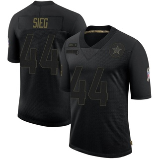 Limited Trent Sieg Youth Dallas Cowboys 2020 Salute To Service Jersey - Black